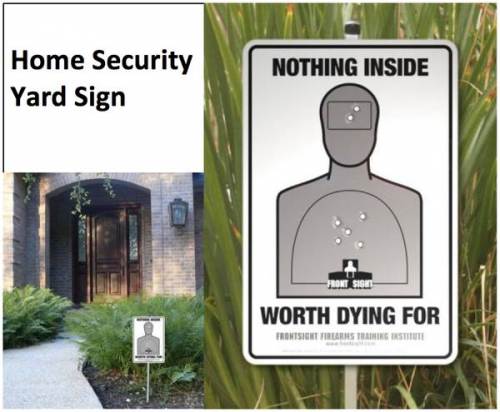 Security yard sign, target from range practice, perfect score, nothing inside worht duying for